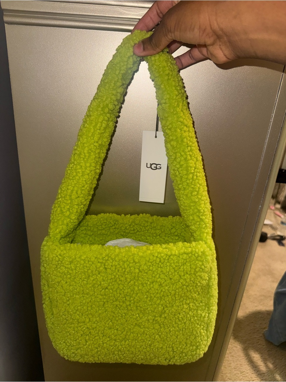 UGG Neon Lime Sherpa Shoulder Tote
